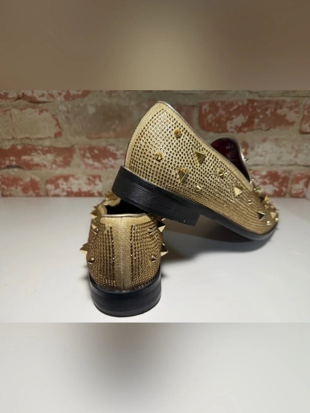 Men's Gold Studded Slip-On Dress Shoes